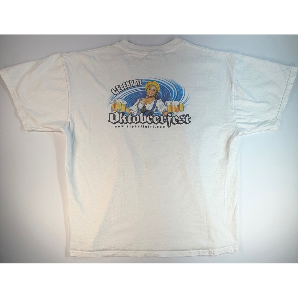 Vintage St Pauli Girl Beer Oktobeerfest Graphic T-Shirt White XL